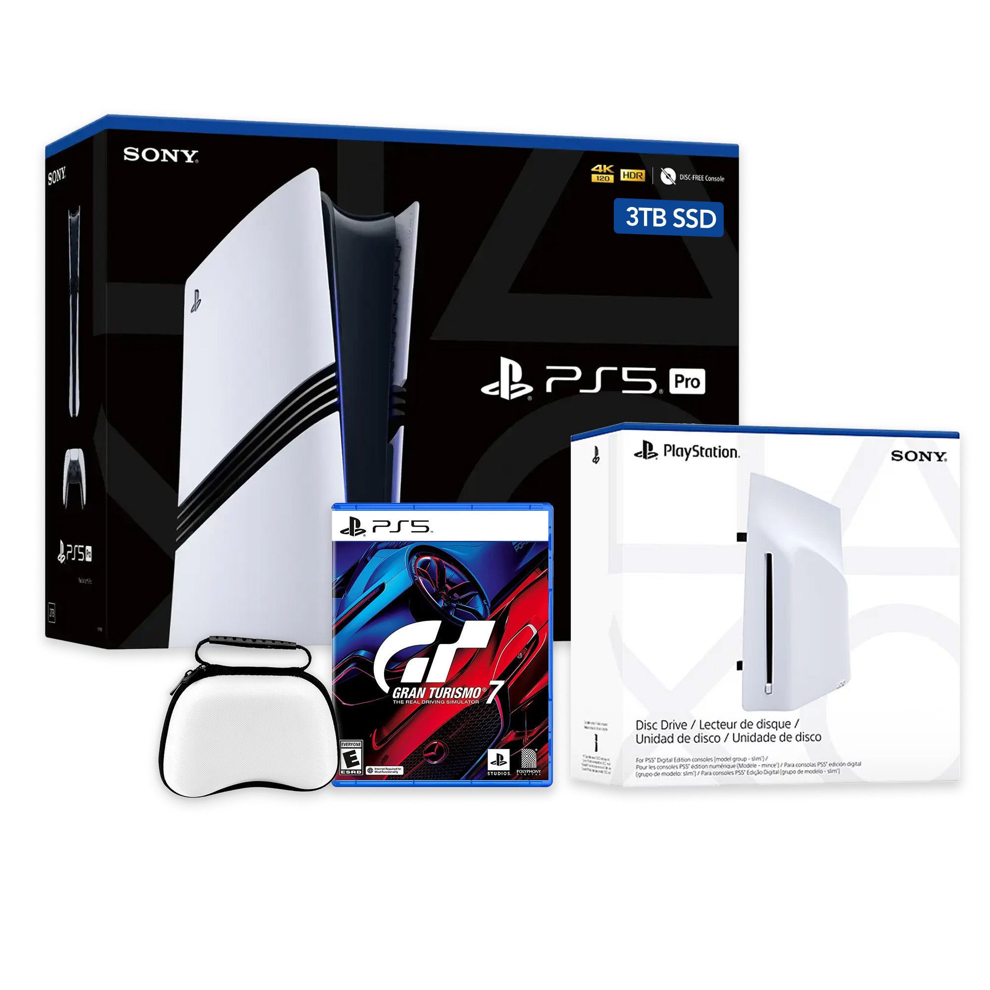 PlayStation 5 Pro 3TB SSD Console with Disc Drive, Wireless Controller and Case, Gran Turismo 7 - CFI-7019 PS5 Pro PlayStation 5 Pro 3TB SSD Console with Disc Drive, Wireless Controller and Case, Gran Turismo 7 - CFI-7019 PS5 Pro